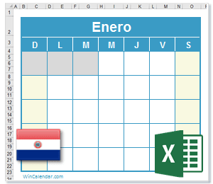 Calendario Excel Paraguay