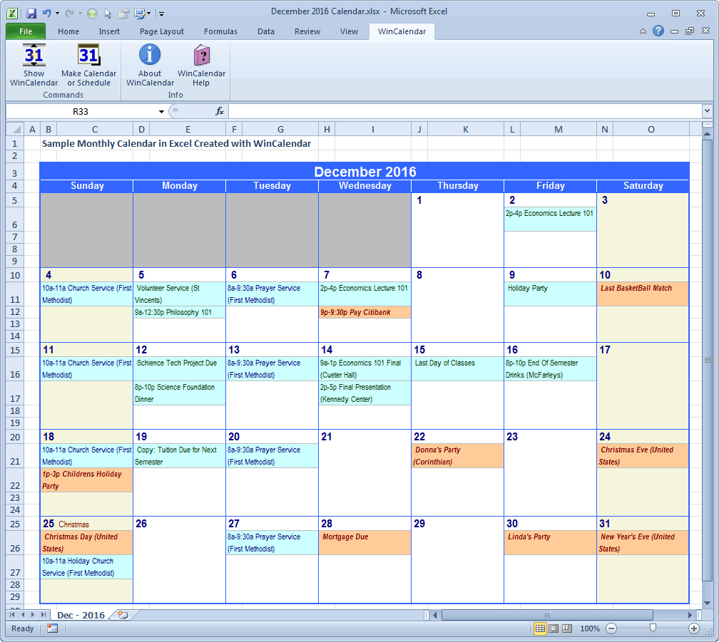 WinCalendar: Excel Calendar Creator with Holidays