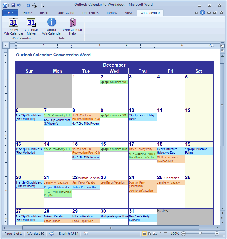 Convert Outlook Calendar To Excel And Word