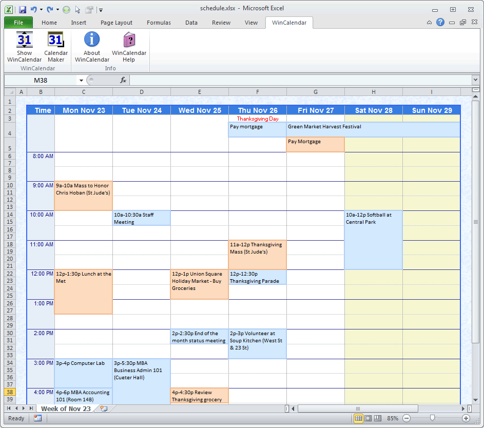 schedule creator for wallpaper