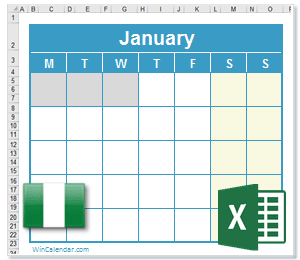 Calendar Excel Nigeria