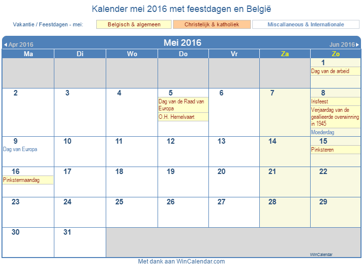 Spreek luid Tandheelkundig bevestig alstublieft Kalender mei 2016 om af te drukken - Belgie
