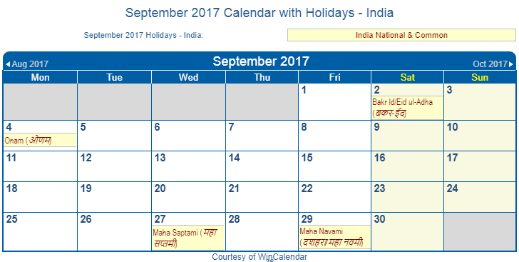 september calendar for 2017 printable