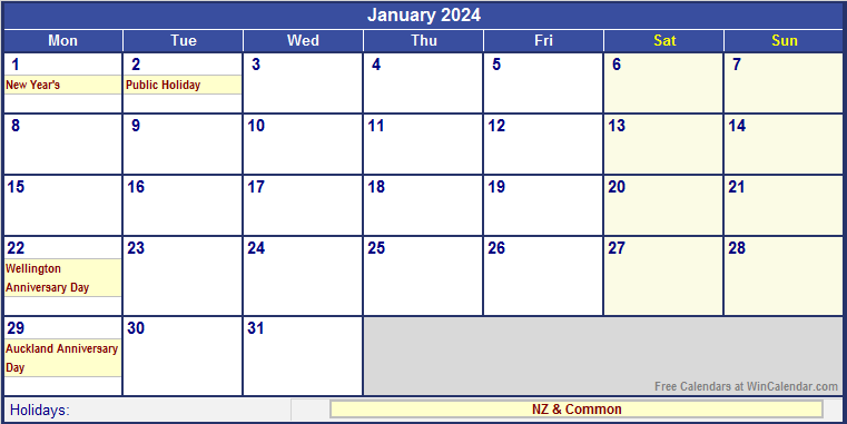 calendar 2024 printable with holidays nz calendar 2024 school