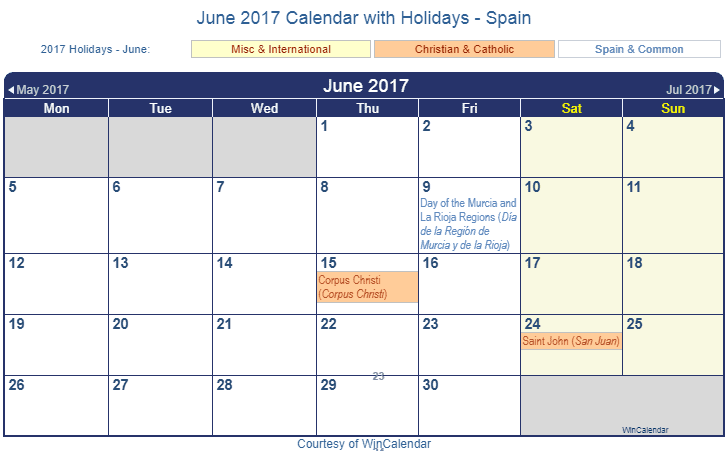 June In Spanish