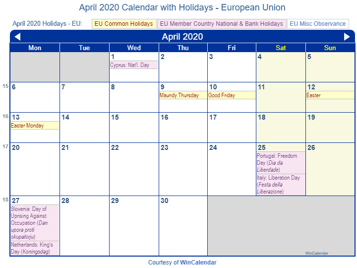 Printable calendar deals april 2020