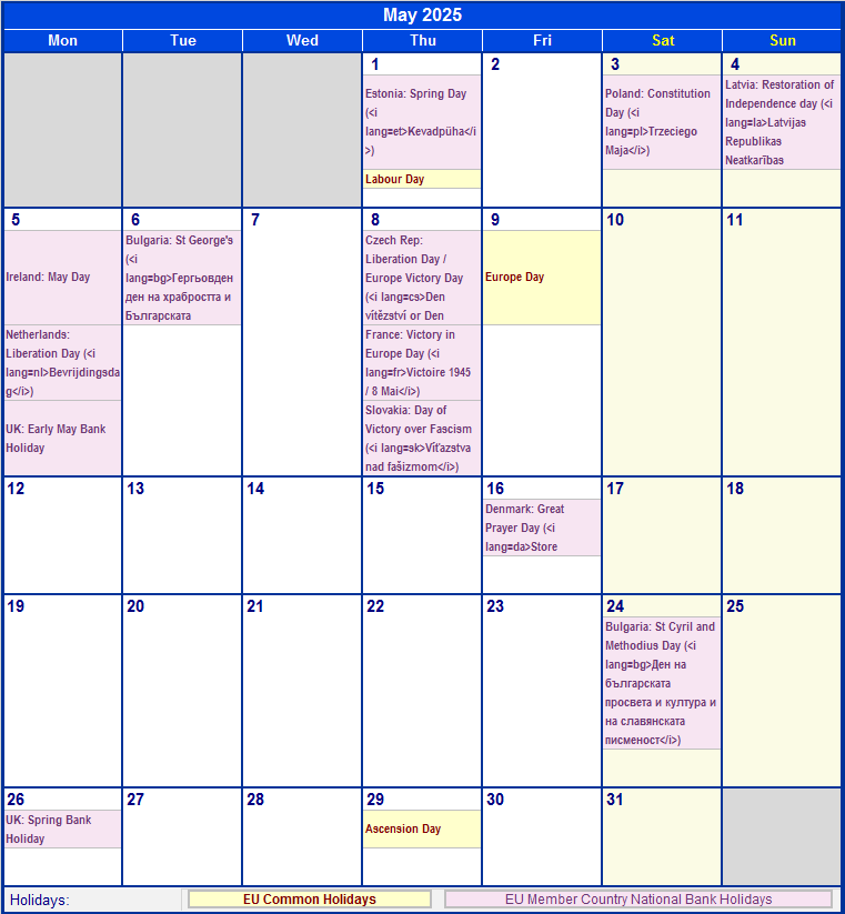 May 2025 EU Calendar with Holidays for printing (image format)