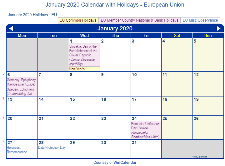 2020 Calendar January Png