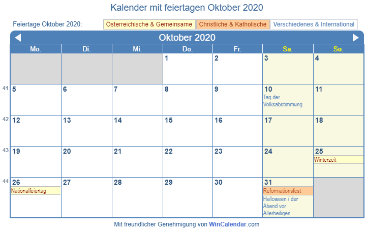  sterreich Kalender  zum Drucken Oktober  2022