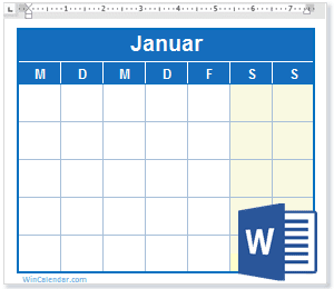 Kalender Vorlage - Leer & Druckbar Kalender im Word Format