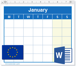 15 Calendar With Eu Holidays Ms Word Download