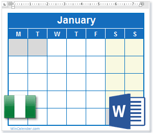 Calendar Word Nigeria