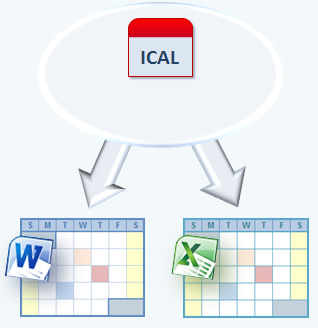 Export icalendar to Word and Excel