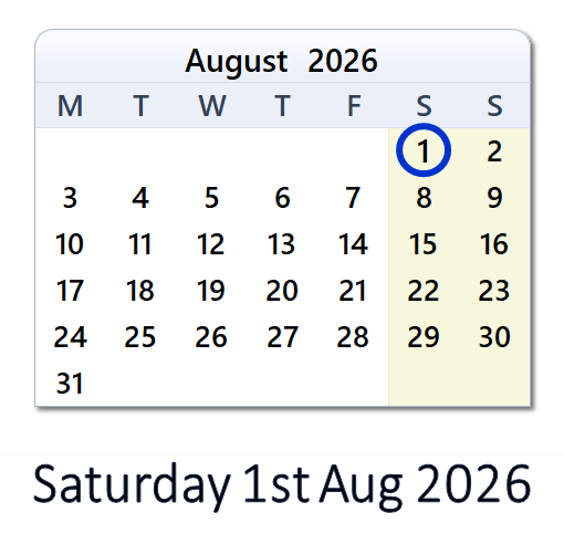 1 Aug, 2026: Holidays, Top Events, Sports & Countdown - India