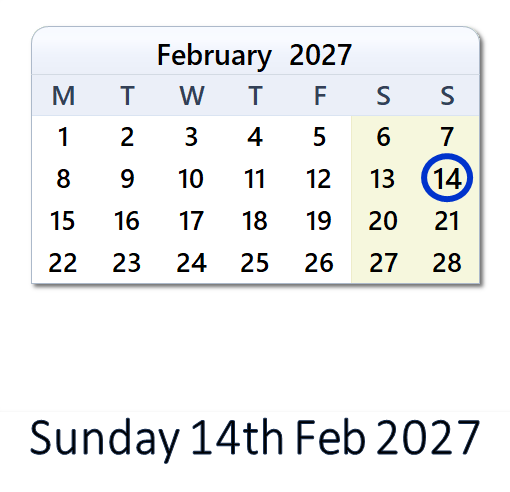 14 Feb 2027: EU Holidays, Events, Sports & Countdown - EU