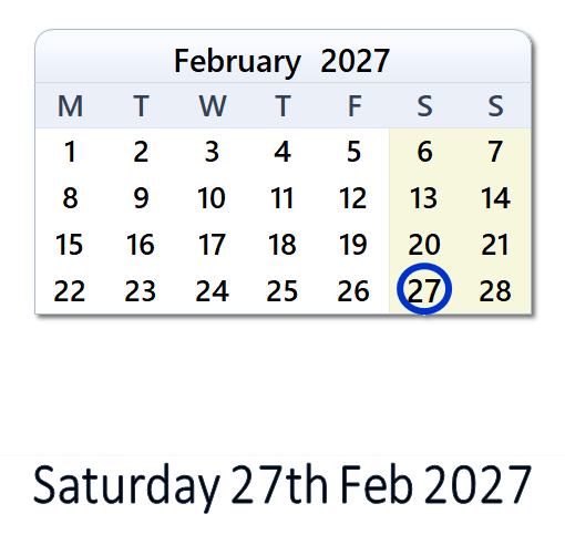 27 Feb 2027: Holidays, Top Events, Sports & Countdown - UK