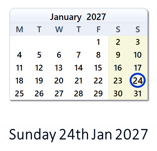 24 Jan 2027: EU Holidays, Events, Sports & Countdown - EU