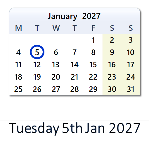 5 Jan 2027: EU Holidays, Events, Sports & Countdown - EU