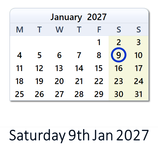 9 Jan 2027: EU Holidays, Events, Sports & Countdown - EU