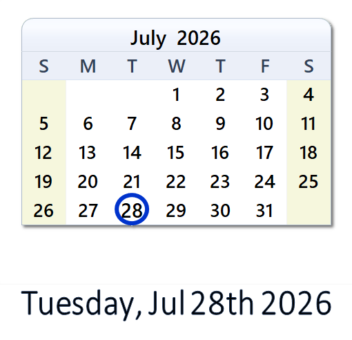 What Happened on Jul 28, 2026 in the USA? | WinCalendar