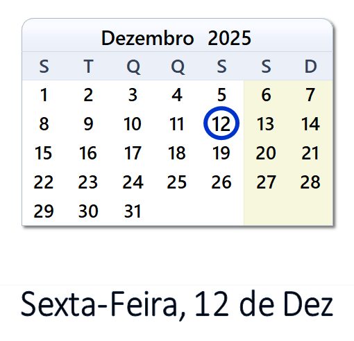 12 de Dezembro, 2025 Calendário com notícias e tweets do dia - PRT