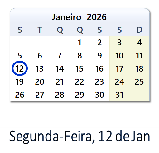 12 de Janeiro, 2026 Calendário com notícias e tweets do dia - PRT