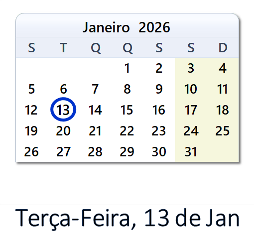 13 de Janeiro, 2026 Calendário com notícias e tweets do dia - PRT