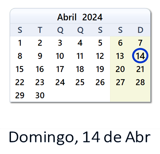 14 de Abril, 2024 Calendário com notícias e tweets do dia - PRT