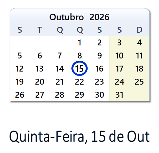 15 de Out, 2026: Feriados, Eventos, Desporto e Contagem Decrescente ...