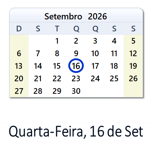16 de Set, 2026: Feriados, Eventos, Esportes e Contagem Regressiva - Brasil