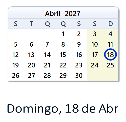 18 de Abr, 2027: Feriados, Eventos, Desporto e Contagem Decrescente ...