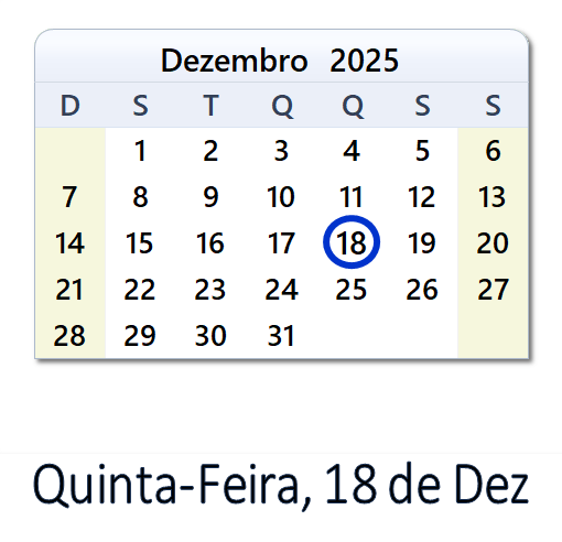 18 de Dezembro, 2025 Calendário com notícias e tweets do dia - BRA