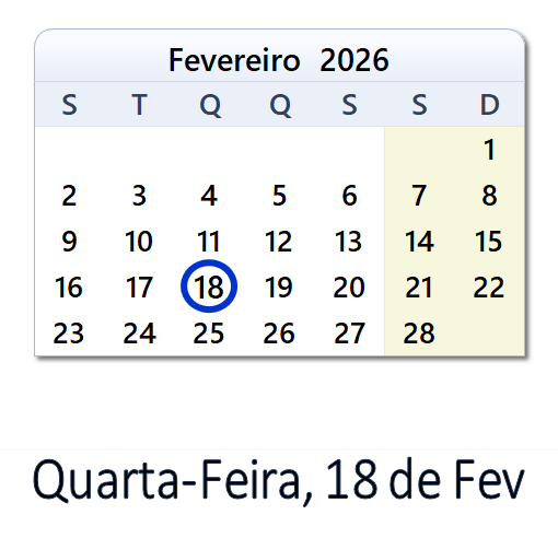18 de Fevereiro, 2026 Calendário com notícias e tweets do dia - PRT