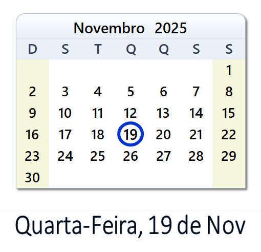 19 de Novembro, 2025 Calendário com notícias e tweets do dia - BRA
