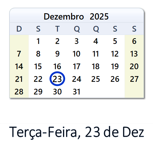 23 de Dezembro, 2025 Calendário com notícias e tweets do dia - BRA