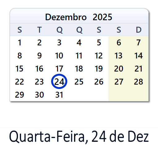 24 de Dezembro, 2025 Calendário com notícias e tweets do dia - PRT