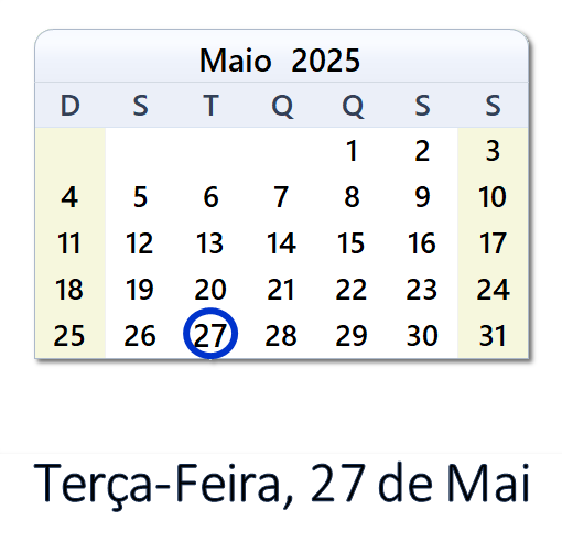 27 de Maio, 2025 Calendário com notícias e tweets do dia - BRA