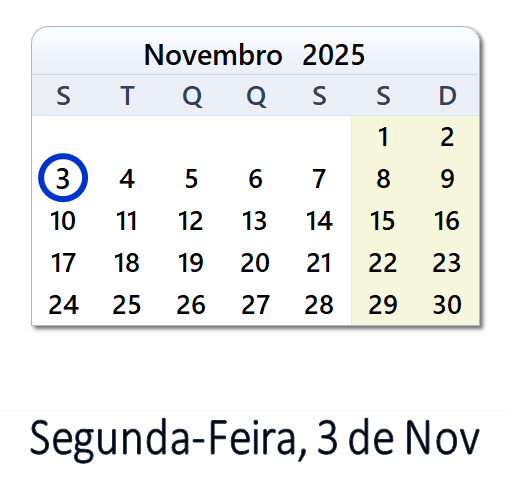 3 de Novembro, 2025 Calendário com notícias e tweets do dia - PRT