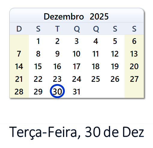 30 de Dezembro, 2025 Calendário com notícias e tweets do dia - BRA