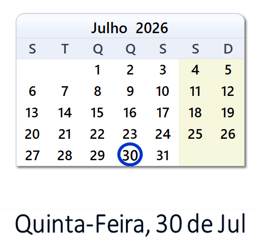 Que Aconteceu em 30 de Jul de 2026 em Portugal? | WinCalendar