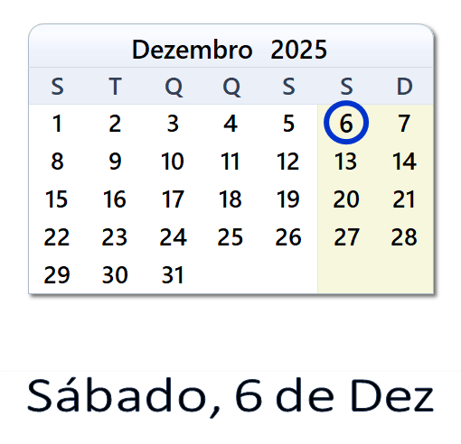 6 de Dezembro, 2025 Calendário com notícias e tweets do dia - PRT
