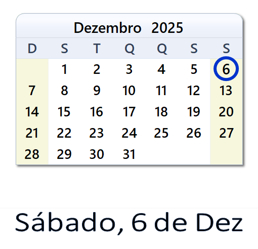 6 de Dezembro, 2025 Calendário com notícias e tweets do dia - BRA