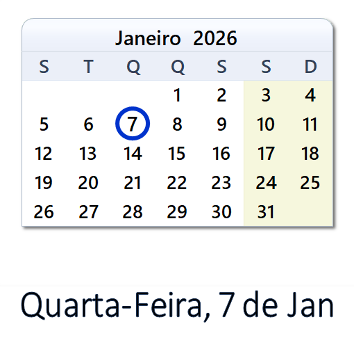 7 de Janeiro, 2026 Calendário com notícias e tweets do dia - PRT
