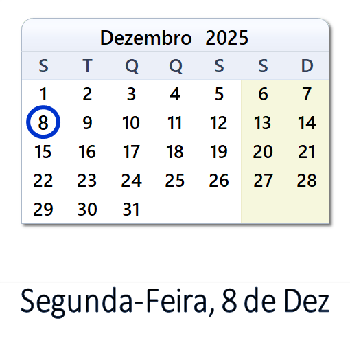 8 de Dezembro, 2025 Calendário com notícias e tweets do dia - PRT